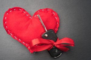 Image of a Car Key Given as a Gift with a Heart